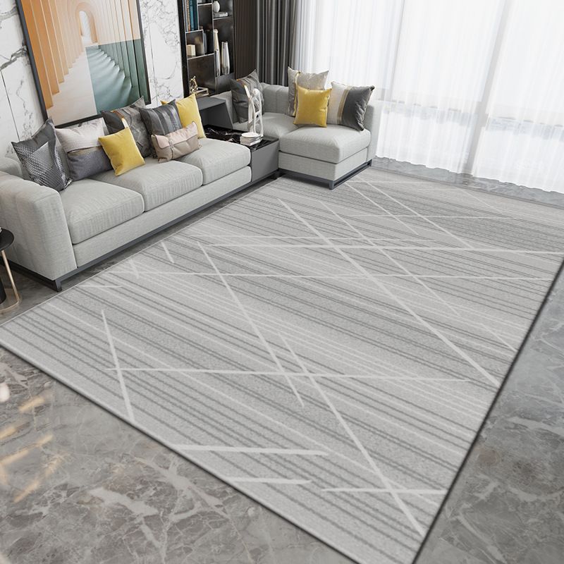 Light Grey Modern Rug Polyester Graphic Indoor Rug Washable Rug for Sitting Room