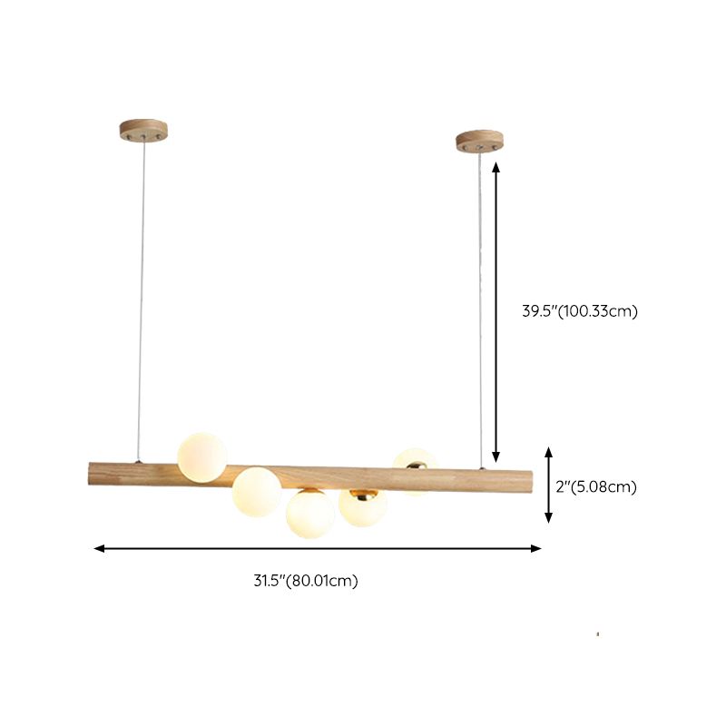 Contemporary Wood Kitchen Island Lighting Globe Shaded Ceiling Light for Room