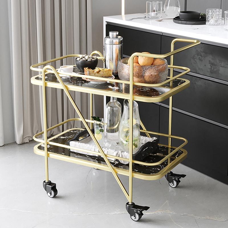 Rolling Modern Prep Table Metal Prep Table with Storage for Dining Room