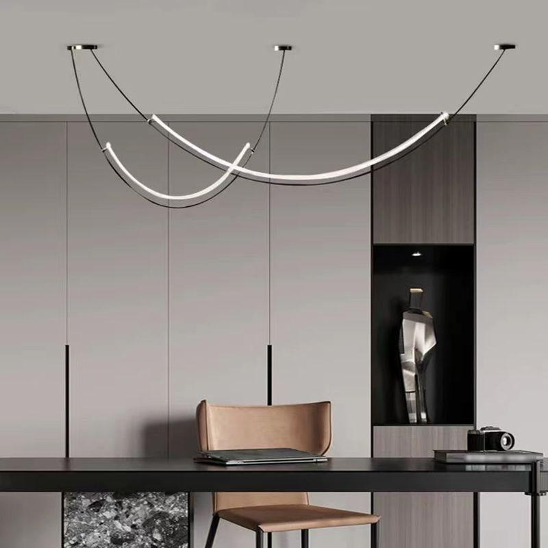 Acrylic Linear Island Lighting Modern Chandelier Lamp for Dining Room