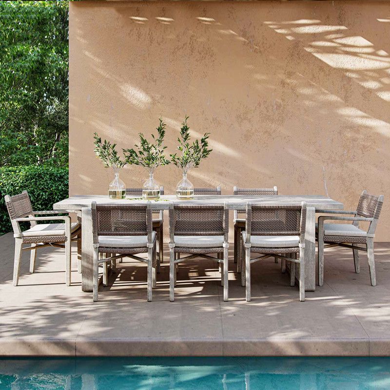 Boho Style 1/3/9 Pcs Patio Dining Table Set Wood Dining Table Set