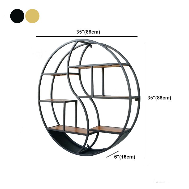 Modern Wall Mounted Bookshelf with Metal Frame Solid Wood Bookcase