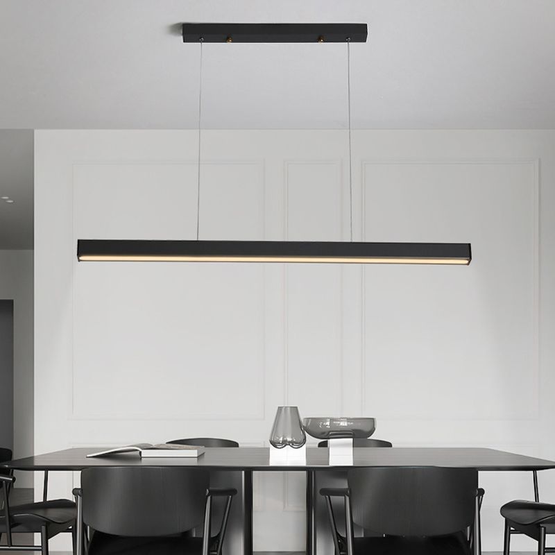 Linear Island Lighting Contemporary Metal 1 Light in Black for Dining Room