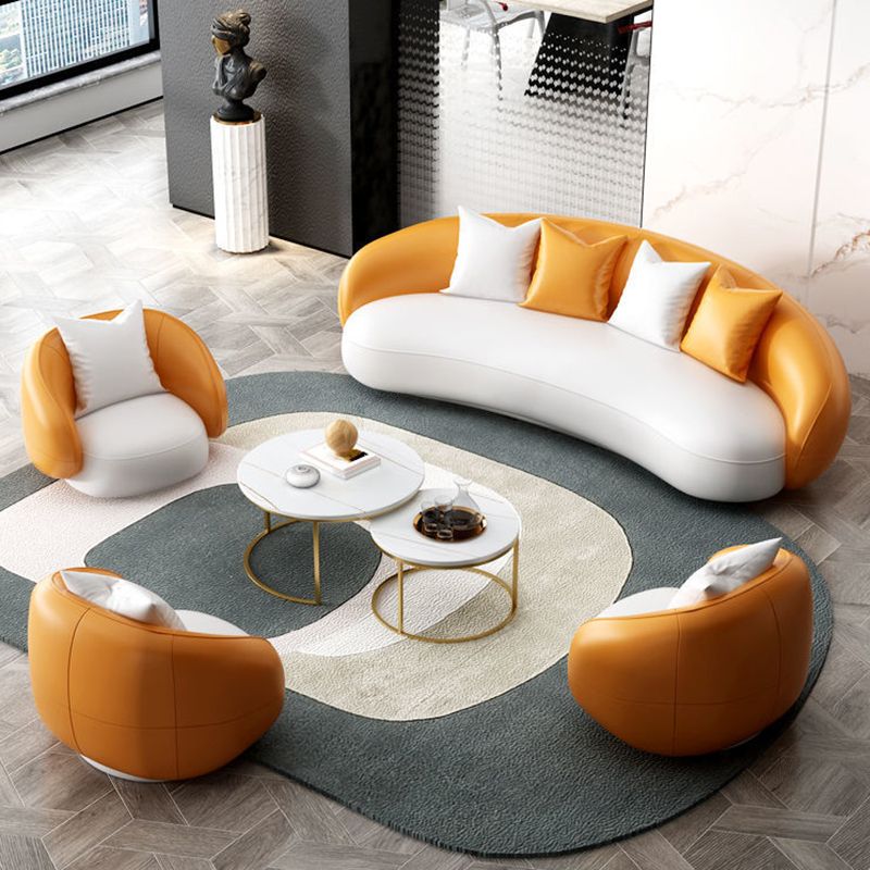 Contemporary Curved Sofa for Apartment with Tuxedo Arm Sofa 35.43" Wide