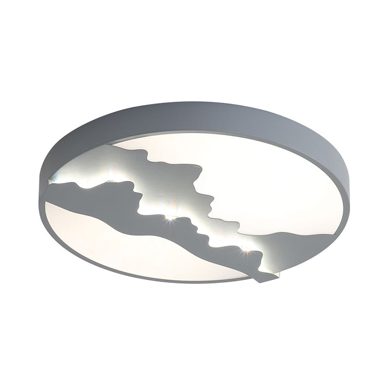 16"/19.5" Wide Mountain View Flush Light Fixture Simple Metal Gray/White LED Ceiling Mounted Light in Warm/White Light