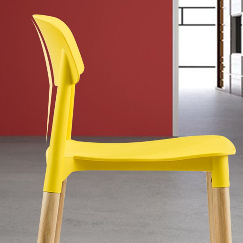 Solid Wood Legs Side Chair Indoor Armless Open Back Dining Chair