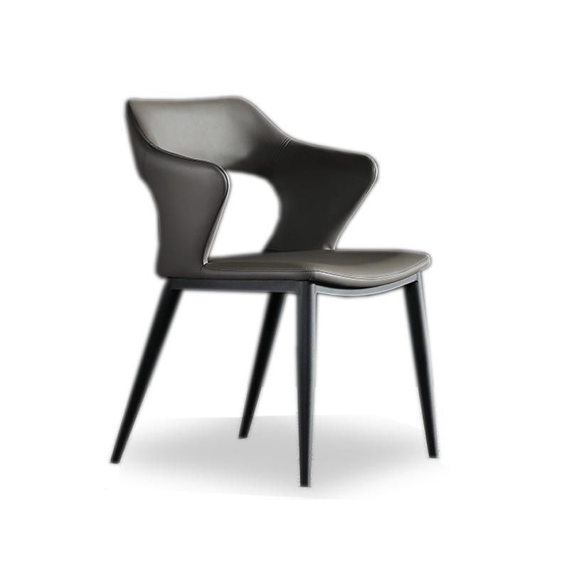 Metal Contemporary Dining Room Chair Metallic Finish Open Back Dining Side Chair