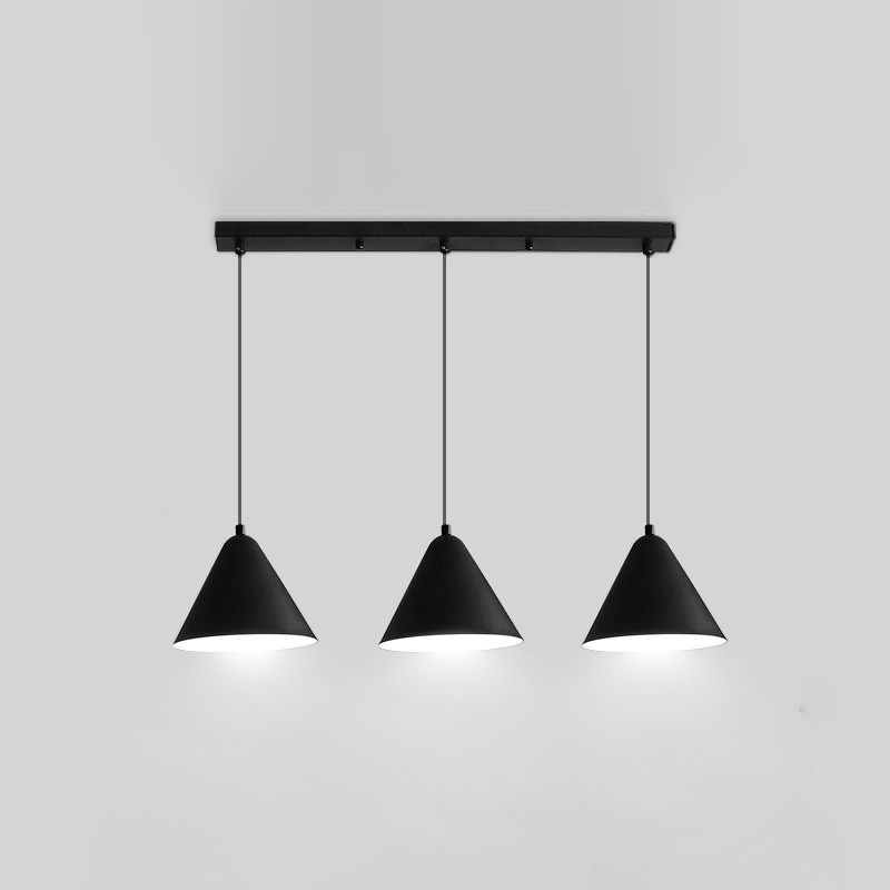 3 lumières Nordic Pendante Lighting Conical Drop Laut avec de l'ombre en métal pour salle à manger