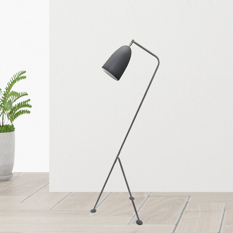 Stativbodenleuchte mit Bell Shade moderner Stil Metallic 1 hellschwarz/weiße Stehlampe für Schlafzimmer