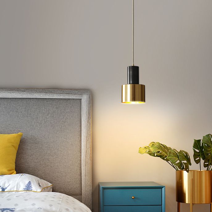 Minimalist Pendant Lighting Fixture Cylinder Hanging Ceiling Light with Metal Shade