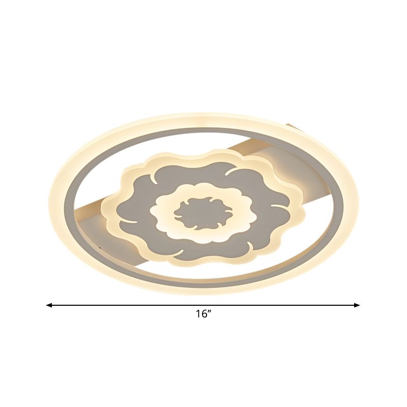 Acrylic Floral Ceiling Mount Modern LED White Flush Light Fixture in Warm/White Light for Bedroom