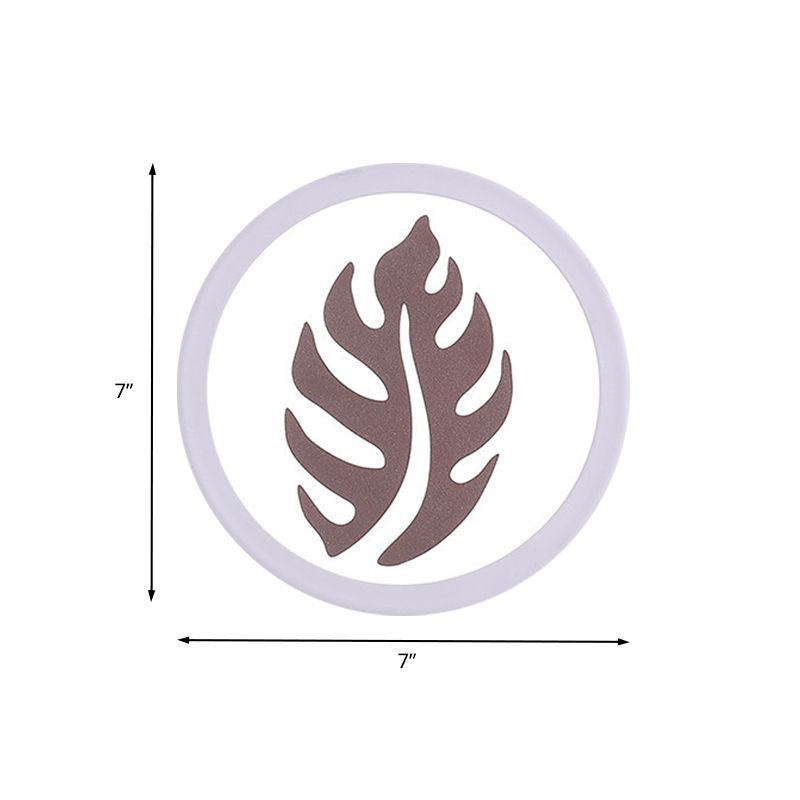 White Round Sconce Light Fixture Modern LED Acrylic Wall Mounted Lamp with Sector/Leaf Pattern, Warm/White Light