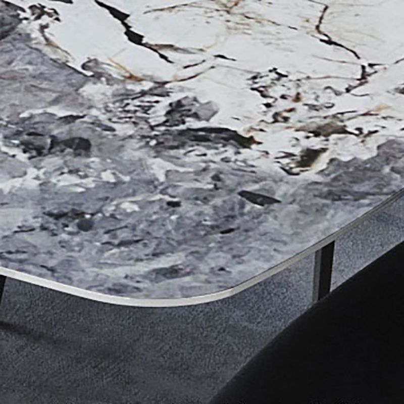 Industrial Sintered Stone Top Dining Table Rectangle Table with Single Pedestal
