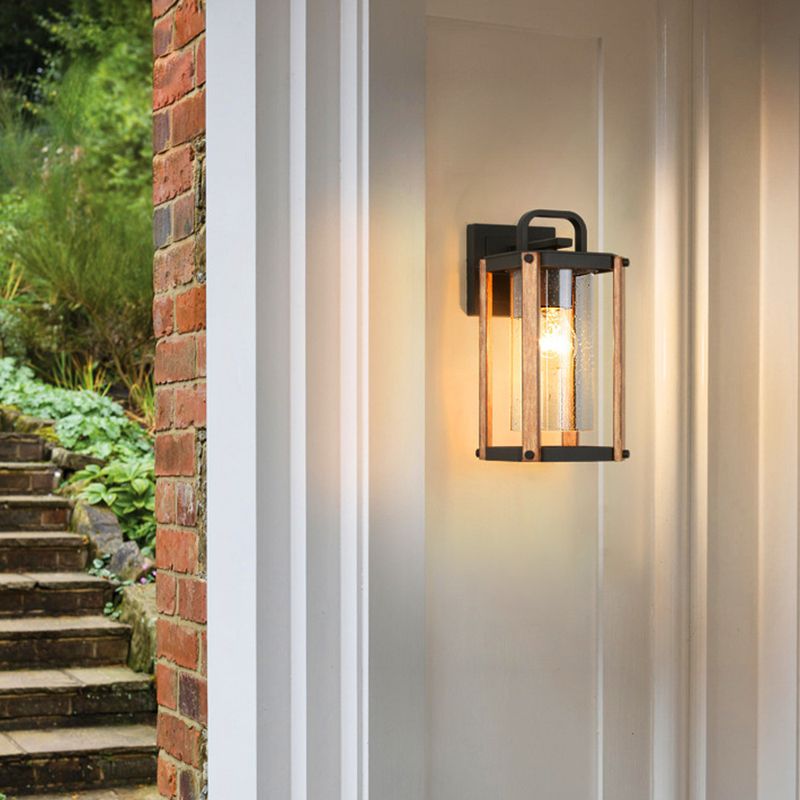 Industrial Metal Wall Light Cage Shape 11.5" High Wall Sconce with Glass for Outdoors