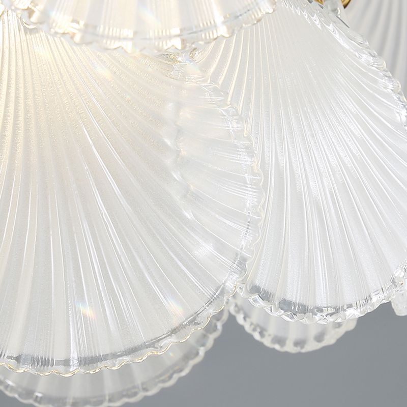 Gold Modern Metal Ceiling Light Geometric Shape Island Light with Shell Shade for Bedroom