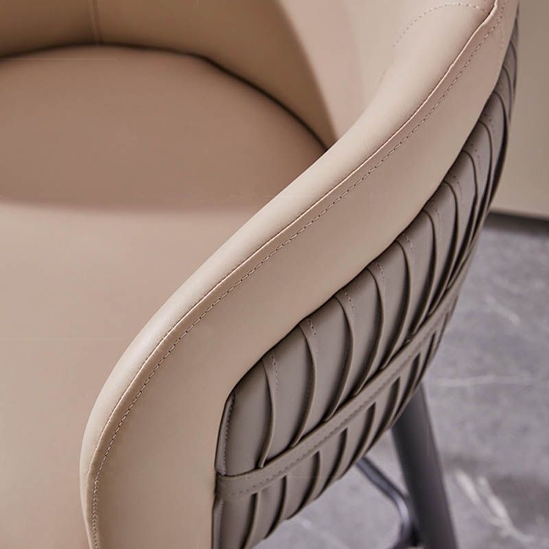 Contemporary Backrest Counter Stool with Leather Cushion and Metal Base