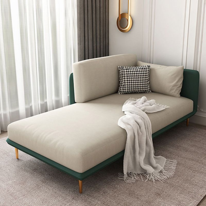 Nordic Style Faux Leather Chaise Square Arms Chaise in Solid Color