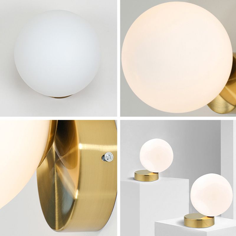 Single Golden Contemporary Glass Statement Shaded Bathroom Vanity Light