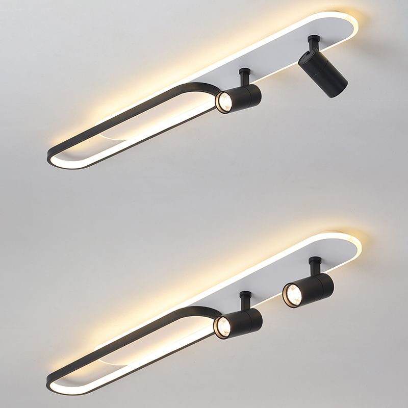 Moderne, lineare, ultradünne Deckenleuchte aus Metall für die Unterputzmontage im Flur