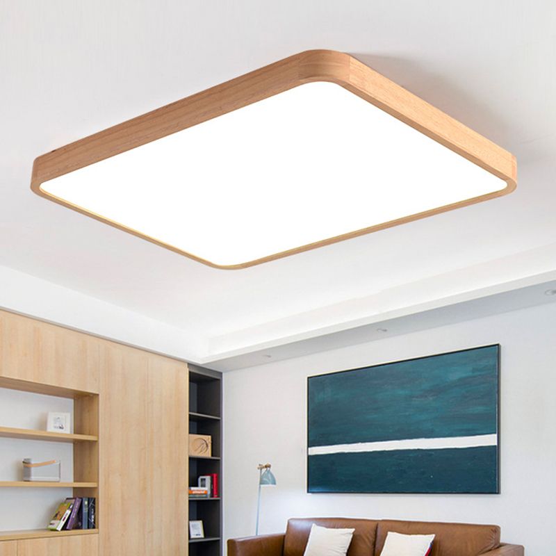 Vierkant plafondmontage lichtarmatuur Eenvoudige houten houten inbouw plafondkroonluchter