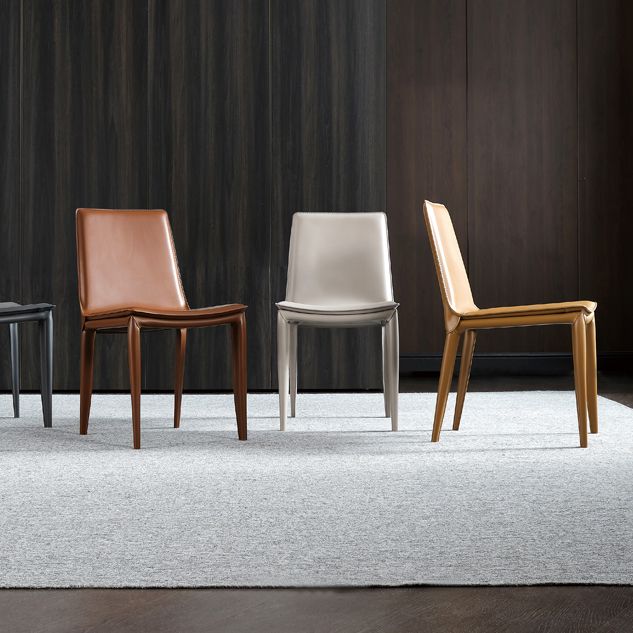 Silla de comedor sin brazos de cuero moderno, sillas de comedor de metal para uso en restaurantes