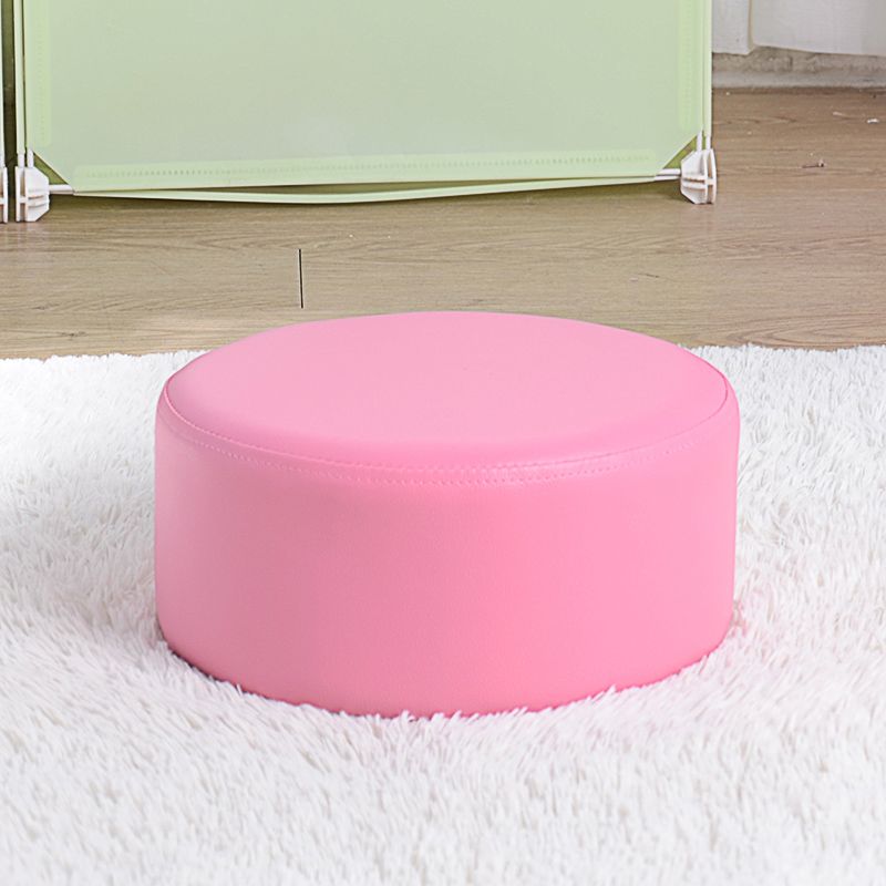 Pink Water Resistant Standard Round Solid Color PVC Modern Pouf