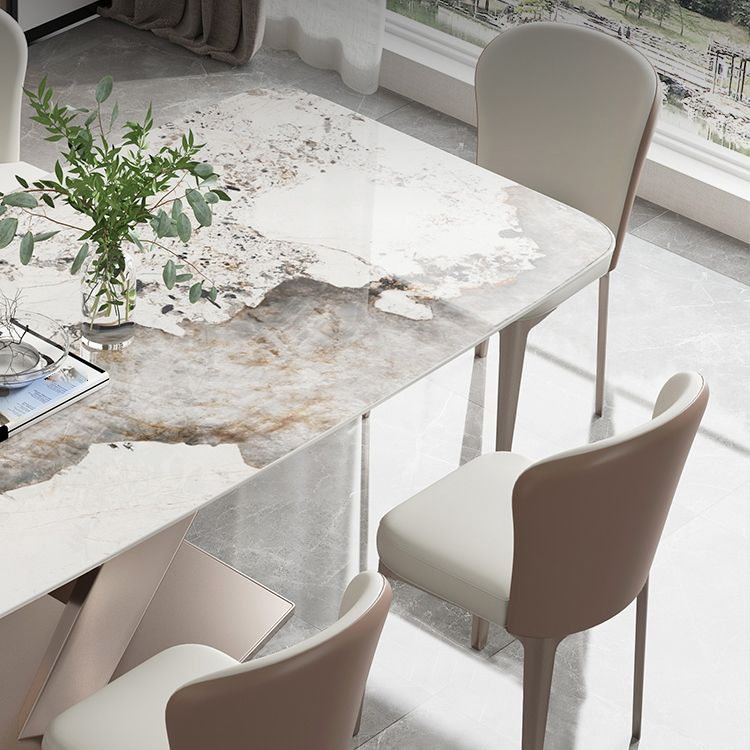 Metal Traditional Luxury Rectangle Table Sintered Stone Table for Kitchen and Dining Room