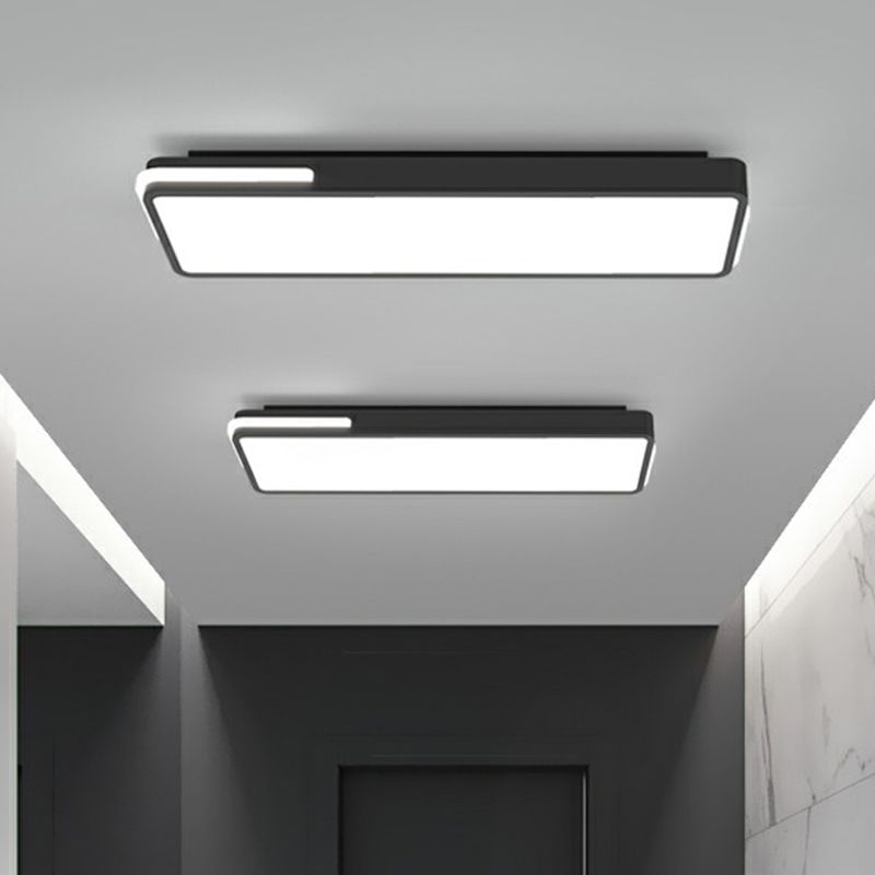 Rectangular Corridor Flush Mount Lighting Acrylic Minimalistic LED Flush Light in Black