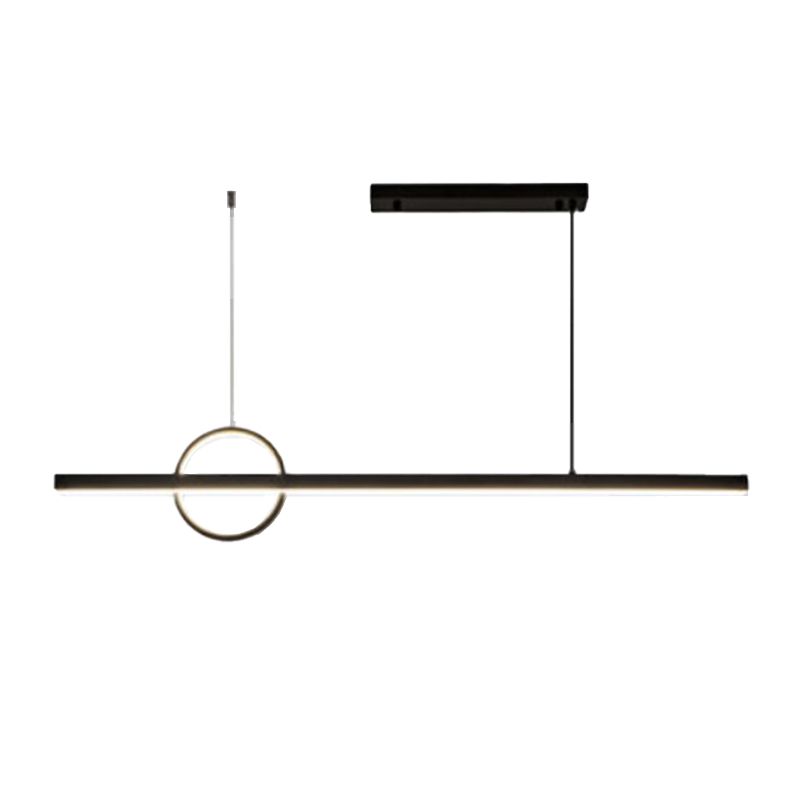 2-Light Modernism Kitchen Island Lighting Black Metal LED Ceiling Light