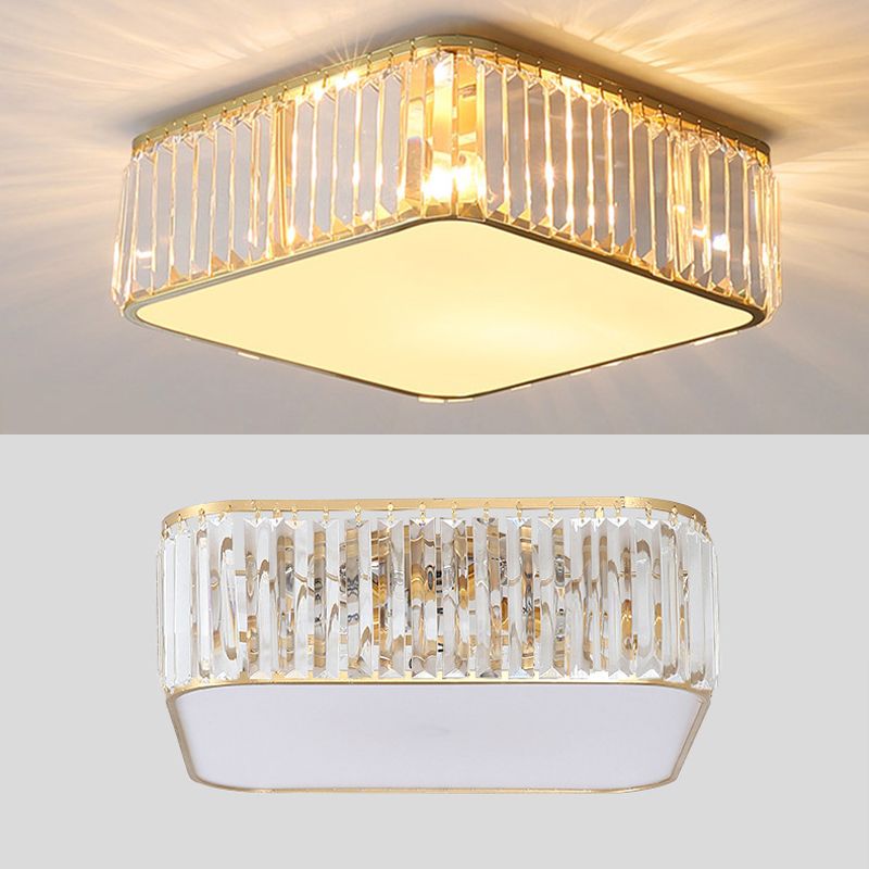 Moderne luxe geometrische inbouw smeedijzeren plafondlamp voor binnen met kristallen kap