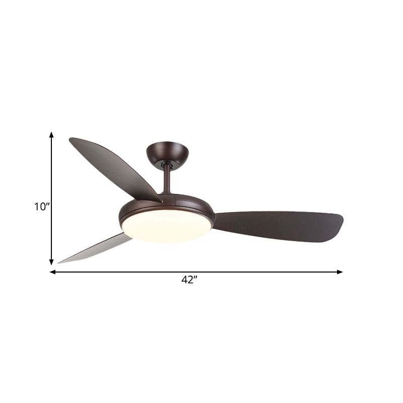 Schwarz -LED -Deckenlüftungslampe Moderne Acryl 3 Blades halb Flush -Lampe für Schlafzimmer, 42 "breit