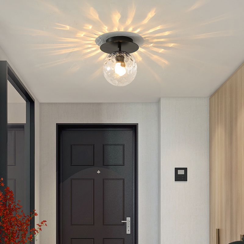 1 Light Spherical Ceiling Light Modern Style Glass Ceiling Lighting for Dining Room