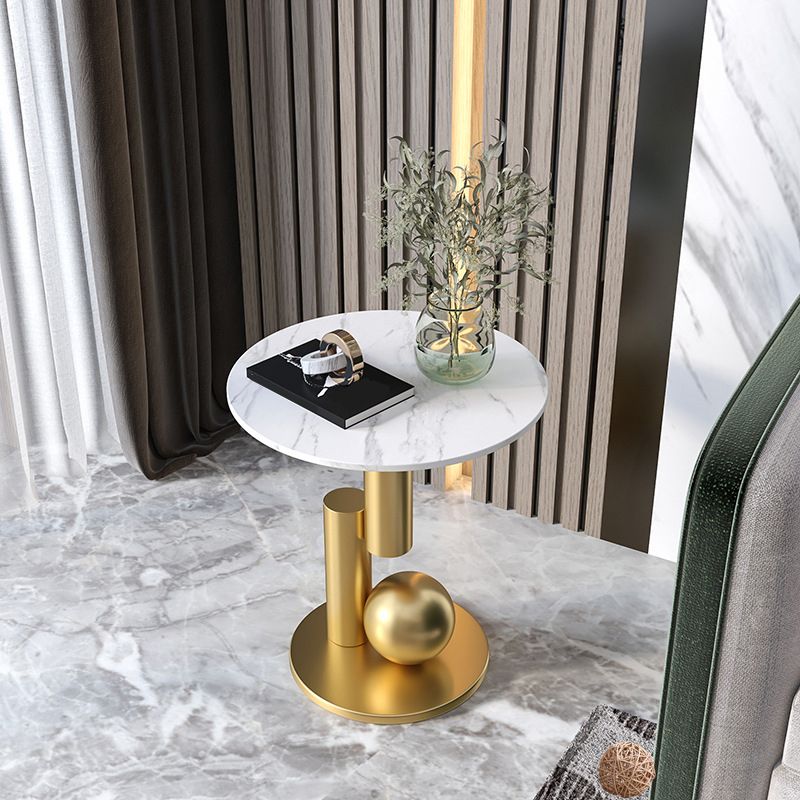 21.6"H Modern Single Pedestal Base Solid Color Metal Round End Table