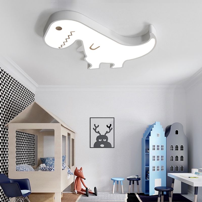 LED-slaapkamer inbouwlamp met dinosaurus acryl kap cartoonstijl geel/wit plafondverlichting, warm/wit licht