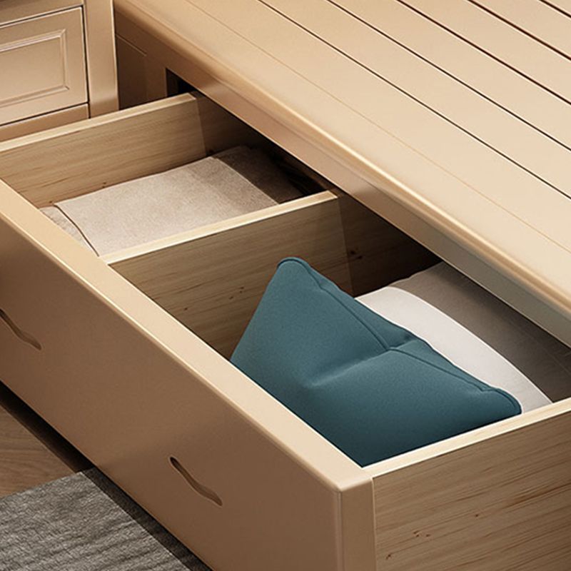 Glam wood Bed Frame Tufted Faux Leather Standard Bed with Headboard