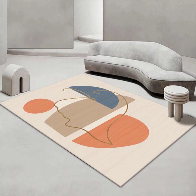 Orange Modern Rug Polyester Color Piece Rug Stain Resistant Rug for Living Room