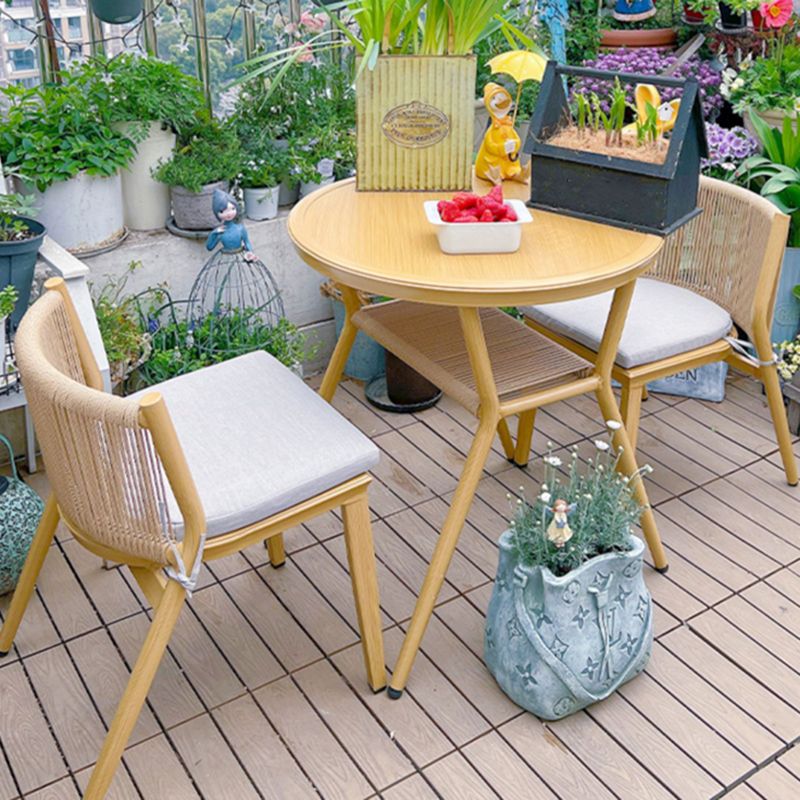 Boho Style Bistro Set 3 Pcs Glass Top Metal Frame Bistro Set