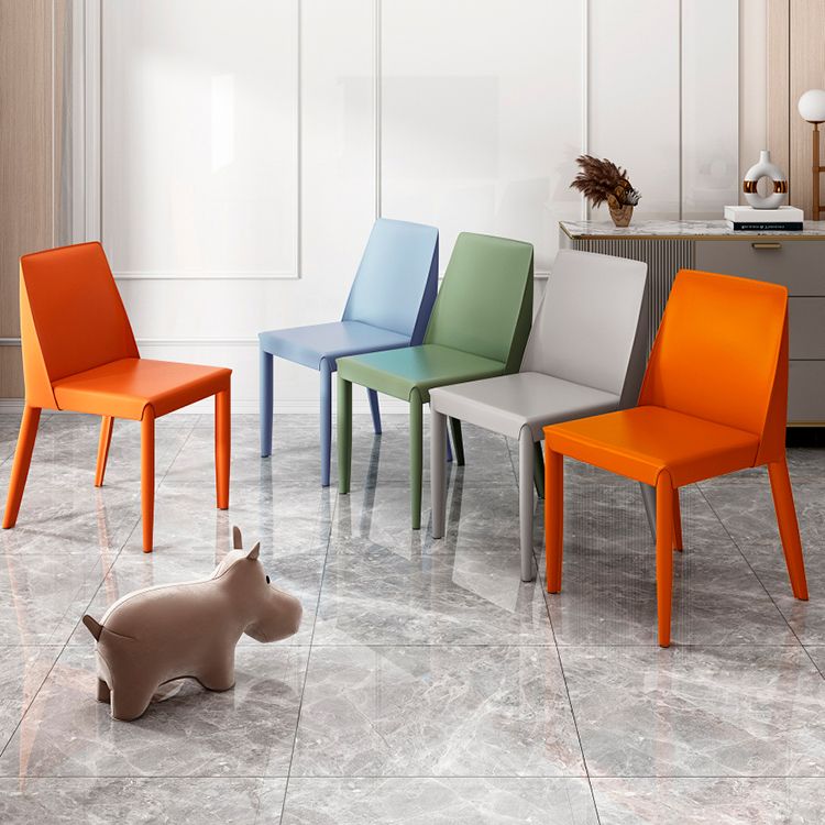 Contemporary Leather Dining Chair Parsons Chair in Matte Finish for Kitchen
