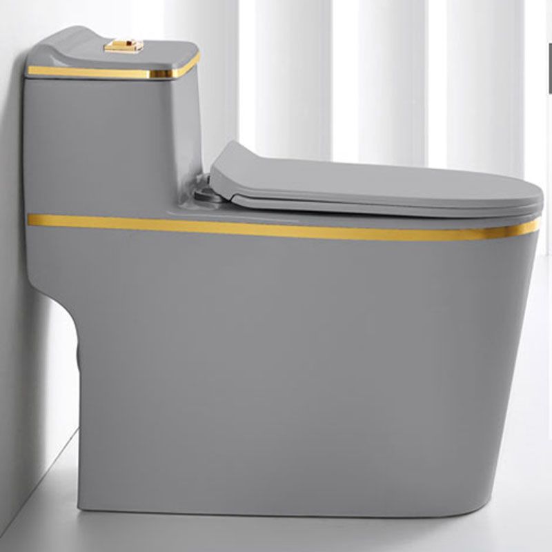 Traditional Floor Mounted Toilet Siphon Jet One-Piece Flush Toilet with Slow Close Seat