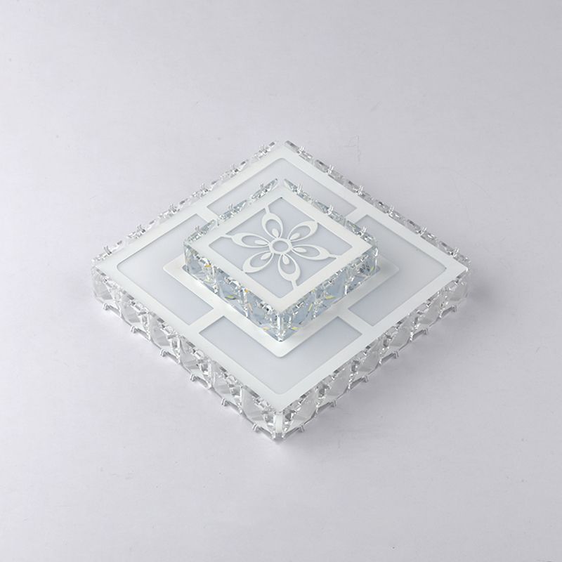 Plafondlamp met acrylgeometrie, minimalistische LED-kristallen inbouwlamp met bloemmotief