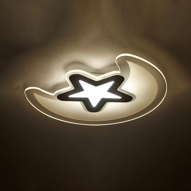 Moon Plafonnier LED encastré Style simple Plafonnier en acrylique pour chambre à coucher Blanc