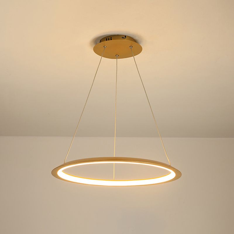 1 Light Round Hanging Light Modern Style Metal LED Hanging Light Fixtures