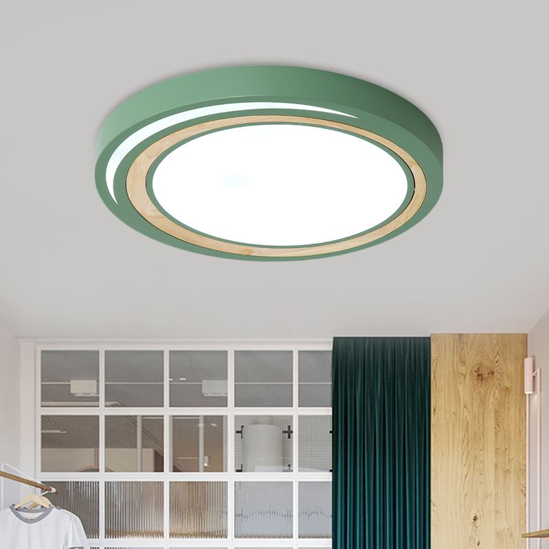 Acrylique Circle LED Ceiling Mount Light Macaron Style Ceiling Lamp for Boys Girls Bedroom