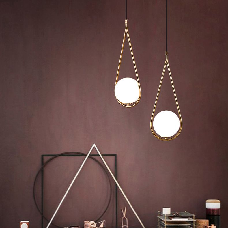 Lampada appesa sferica MODERNA MODERNA 1 Luce Sospensione Sospensione Luce a sospensione con anello di metallo a goccia