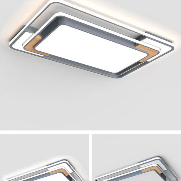 Plafonnier LED gris de forme géométrique, design nordique acrylique, plafonnier pour salon