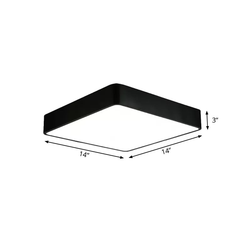 Lámpara empotrada cuadrada blanca/negra moderna de 14"/18"/23,5" de ancho Led de montaje empotrado de metal para sala de estar