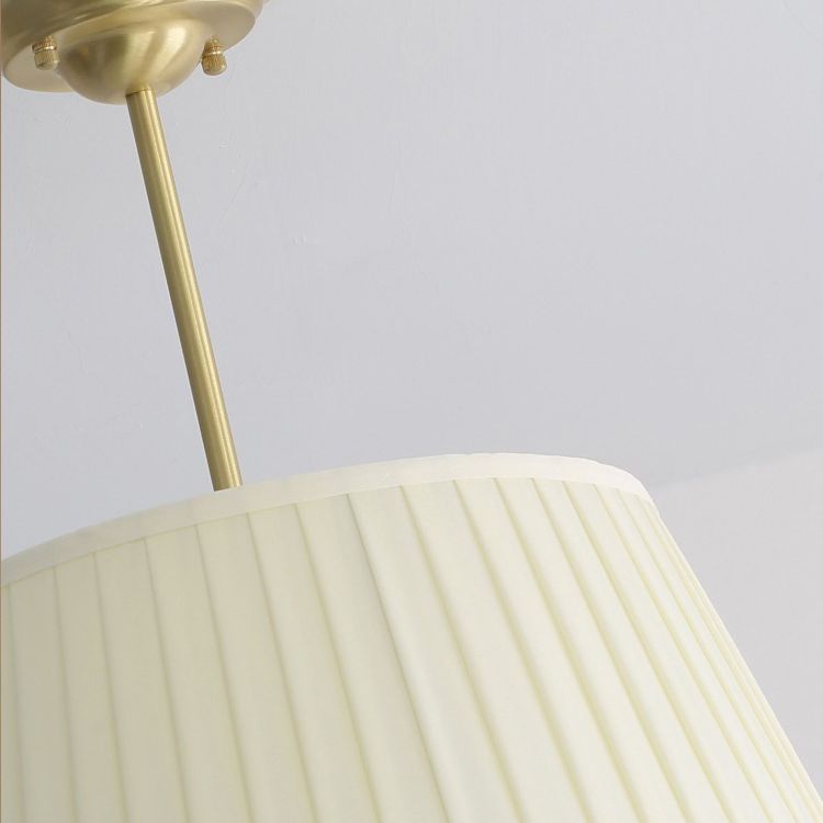 Geplooide Stof Tapered Drum Schaduw Plafond Lamp Minimalistische Eetkamer Semi-flush Licht