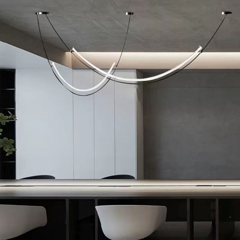 Acrylic Linear Island Lighting Modern Chandelier Lamp for Dining Room