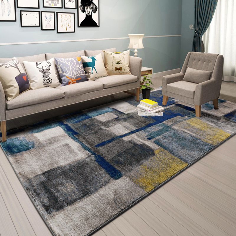 Multi-Colored Abstract Rug Polypropylene Creative Area Rug Pet Friendly Washable Easy Care Carpet for Bedroom