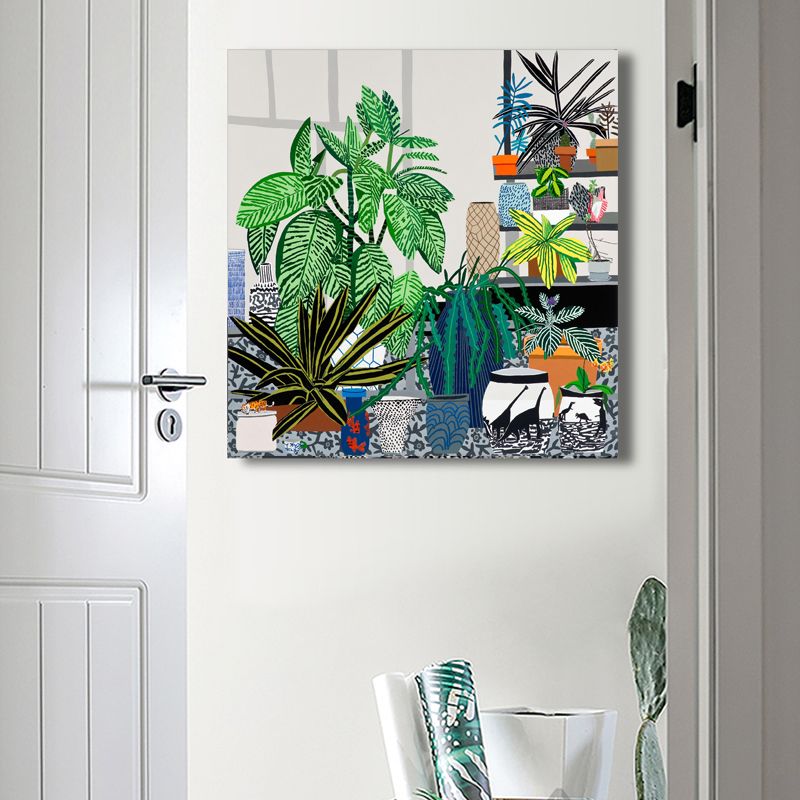 Children's Art Potted Plant Canvas Study Room Wall Art Decor in Green, Multiple Sizes Available